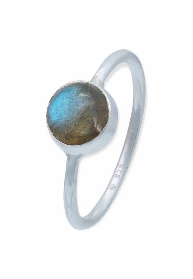 mantraroma Silberring SAMA rund aus 925 Silber mit Labradorit (Ring mit Schmuckbeutel), Damenring aus 925er Silber von mantraroma
