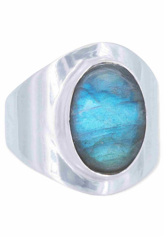 mantraroma Silberring RAHMAT aus 925 Silber mit Labradorit (Ring mit Schmuckbeutel), Damenring aus 925er Silber von mantraroma