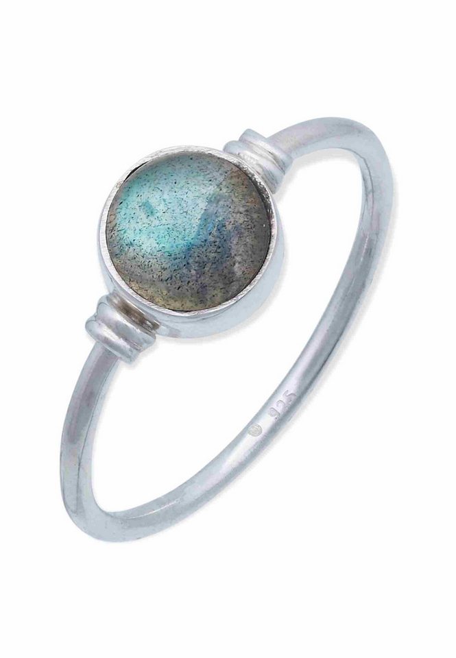 mantraroma Silberring TOLU aus 925 Silber mit Labradorit (Ring mit Schmuckbeutel), Damenring aus 925er Silber von mantraroma