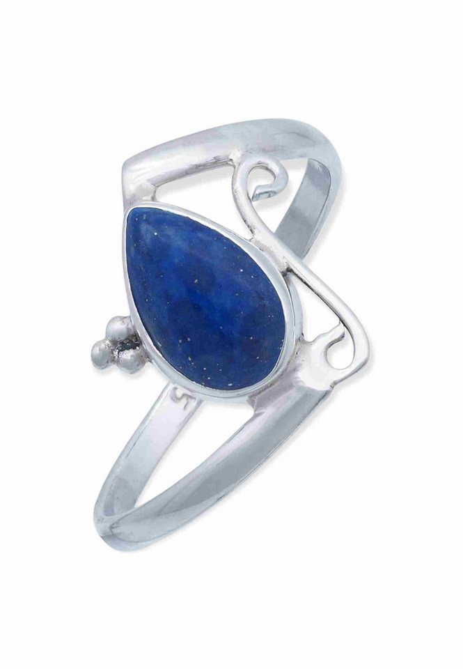 mantraroma Silberring UHA aus 925 Silber mit Lapis Lazuli (Ring mit Schmuckbeutel), Damenring aus 925er Silber von mantraroma
