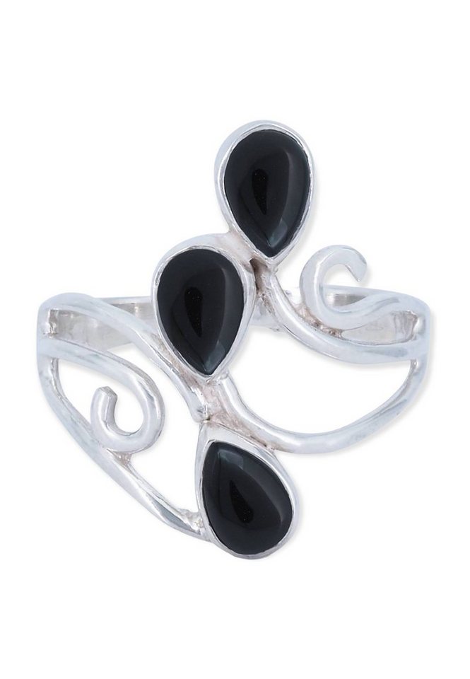 mantraroma Silberring 925er Silber mit Onyx von mantraroma