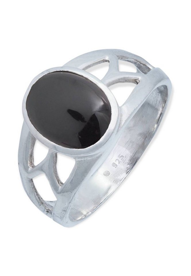 mantraroma Silberring 925er Silber mit Onyx von mantraroma