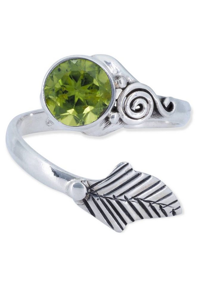 mantraroma Silberring 925er Silber mit Peridot facettiert von mantraroma