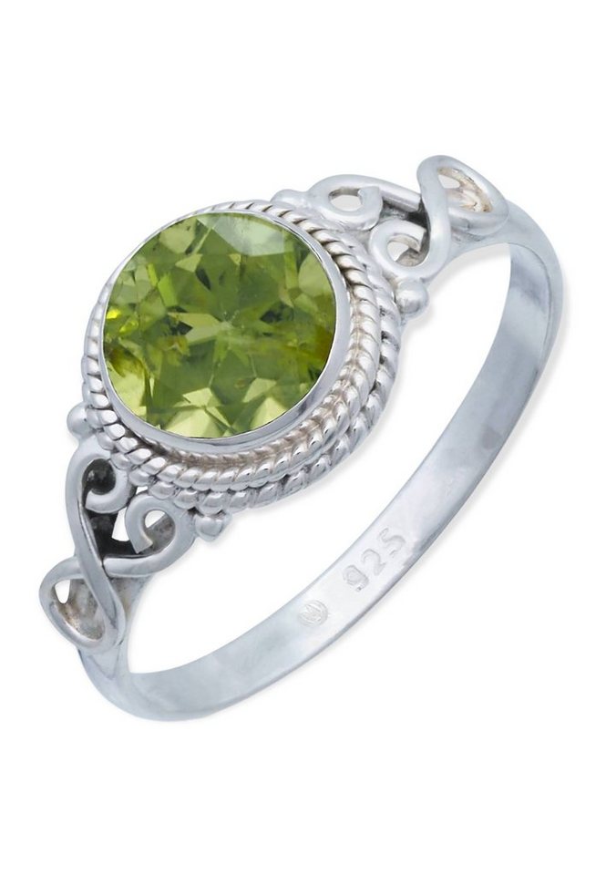 mantraroma Silberring 925er Silber mit Peridot facettiert von mantraroma