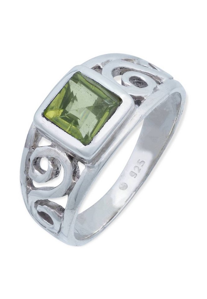 mantraroma Silberring 925er Silber mit Peridot facettiert von mantraroma