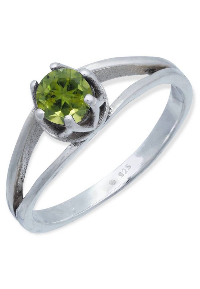 mantraroma Silberring 925er Silber mit Peridot facettiert von mantraroma