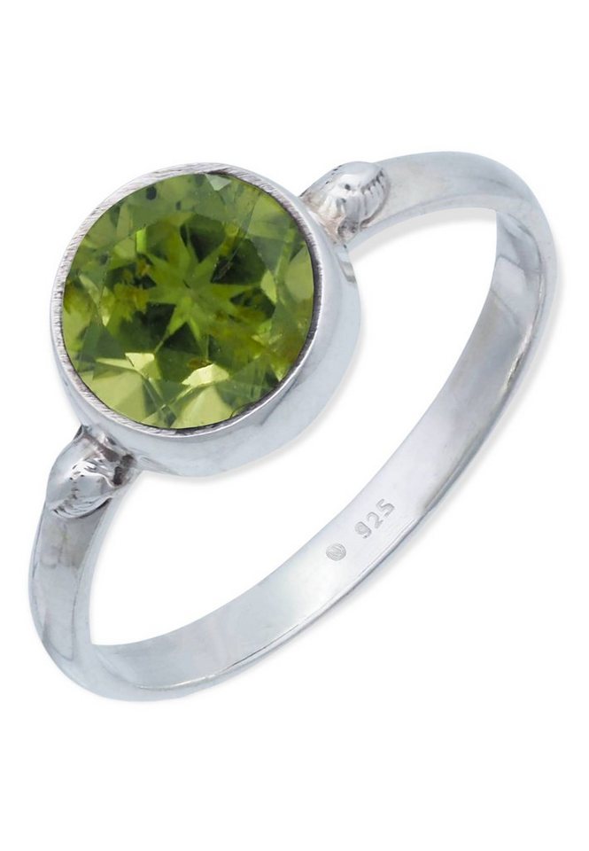 mantraroma Silberring 925er Silber mit Peridot facettiert von mantraroma