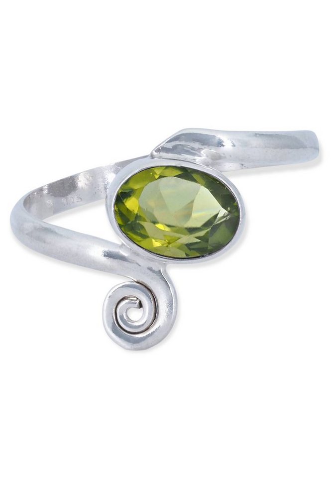 mantraroma Silberring 925er Silber mit Peridot facettiert von mantraroma