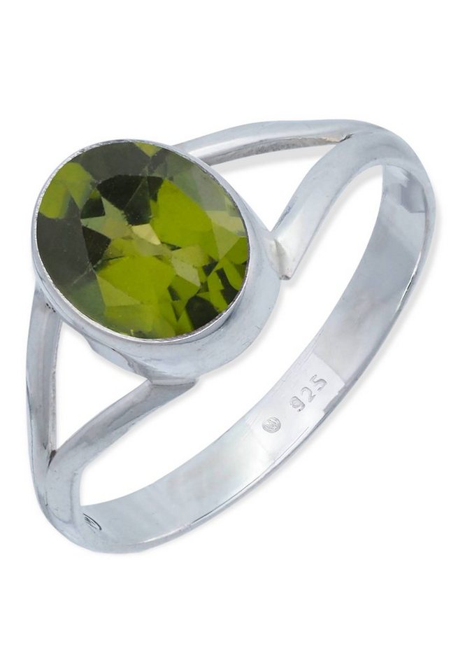 mantraroma Silberring 925er Silber mit Peridot facettiert von mantraroma