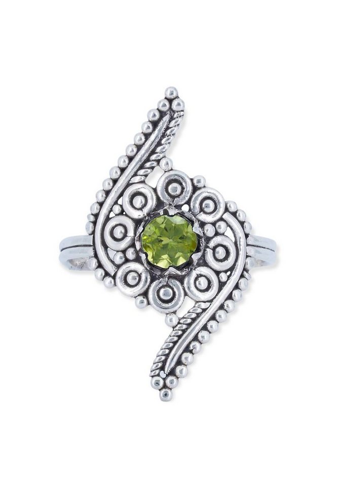 mantraroma Silberring 925er Silber mit Peridot facettiert von mantraroma