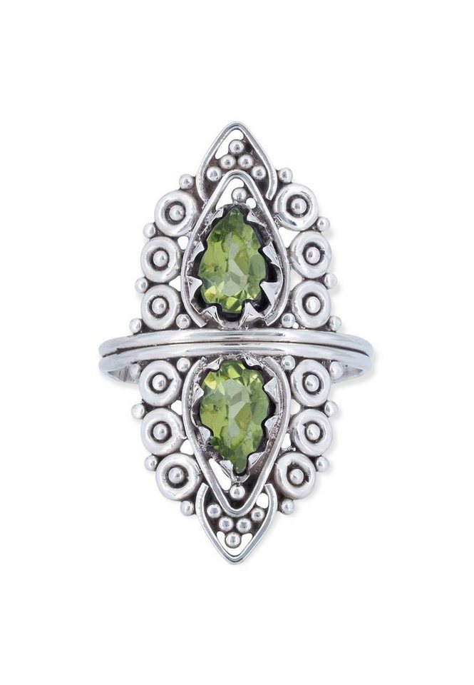 mantraroma Silberring 925er Silber mit Peridot facettiert von mantraroma