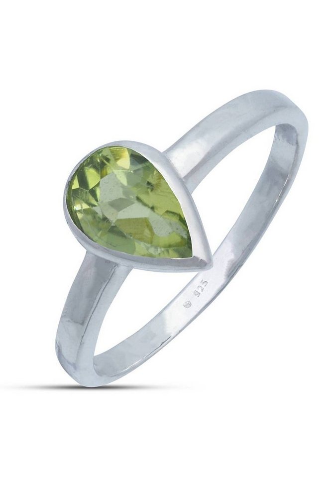 mantraroma Silberring 925er Silber mit Peridot facettiert von mantraroma