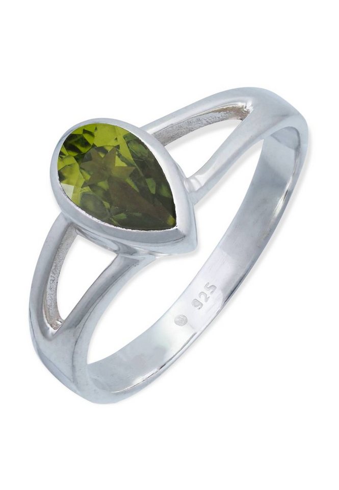 mantraroma Silberring 925er Silber mit Peridot facettiert von mantraroma