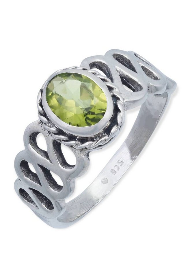 mantraroma Silberring 925er Silber mit Peridot facettiert von mantraroma