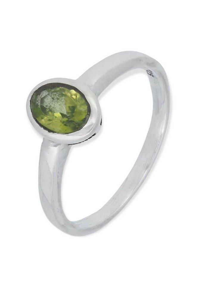 mantraroma Silberring 925er Silber mit Peridot facettiert von mantraroma