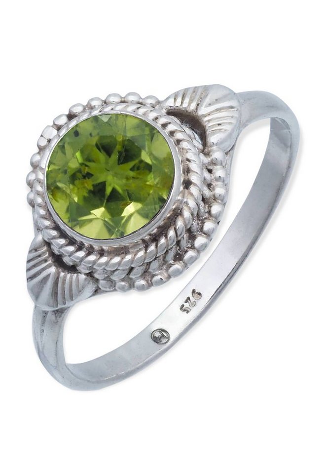 mantraroma Silberring 925er Silber mit Peridot facettiert von mantraroma