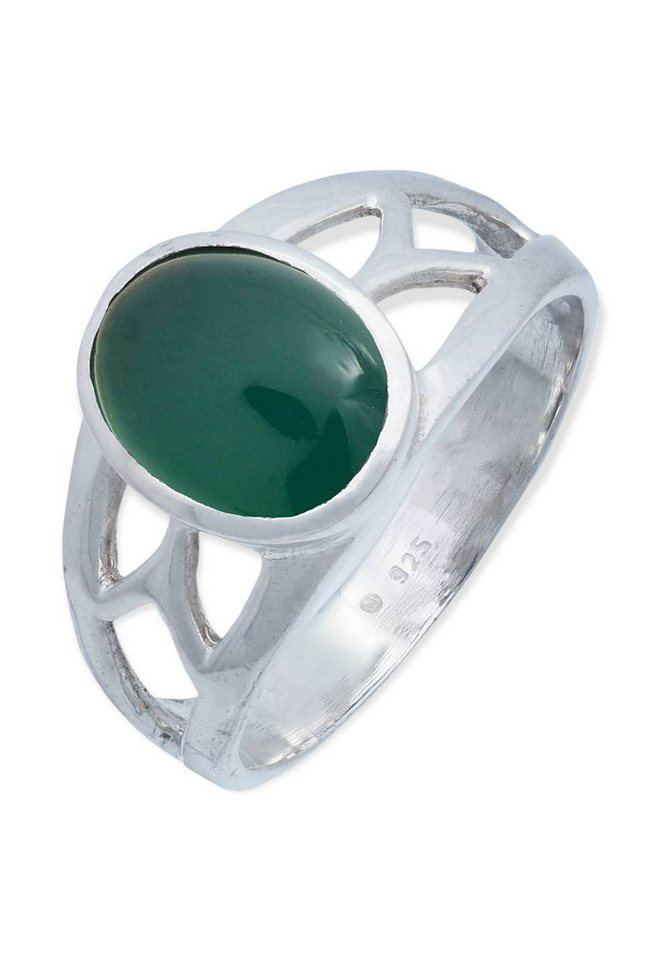 mantraroma Silberring 925er Silber mit grüner Onyx von mantraroma