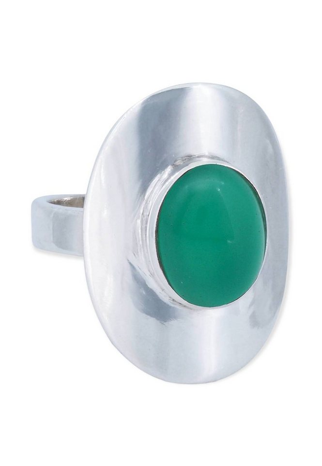 mantraroma Silberring 925er Silber mit grüner Onyx von mantraroma