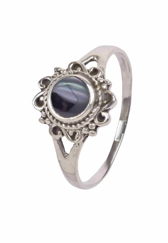 mantraroma Silberring CARINO aus 925 Silber mit Onyx (Ring mit Schmuckbeutel), Damenring aus 925er Silber von mantraroma