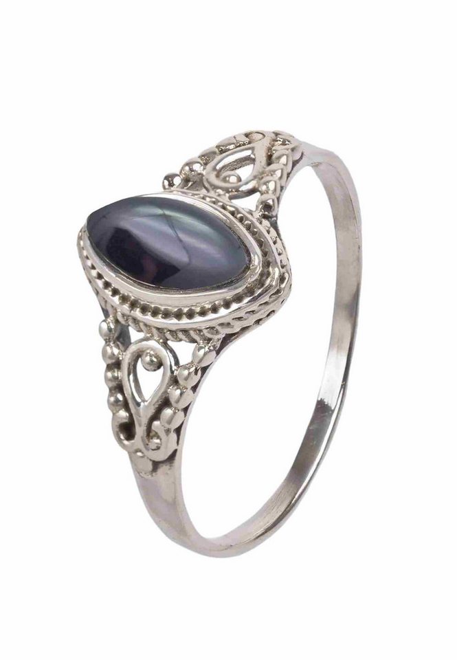 mantraroma Silberring MERANDAL aus 925 Silber mit Onyx (Ring mit Schmuckbeutel), Damenring aus 925er Silber von mantraroma