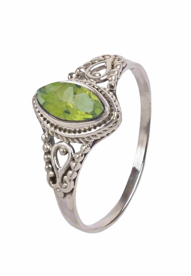 mantraroma Silberring MERANDAL aus 925 Silber mit Peridot (Ring mit Schmuckbeutel), Damenring aus 925er Silber von mantraroma