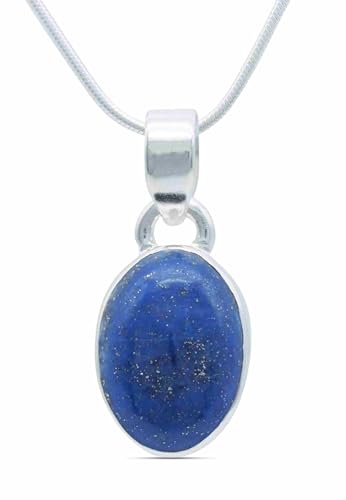 mantraroma echt Silberkette mit Lapis Lazuli blauer Edelstein Damen Kettenanhänger 925 Sterlingsilber Halskette Geschenk (AK3-081-06-40) von mantraroma
