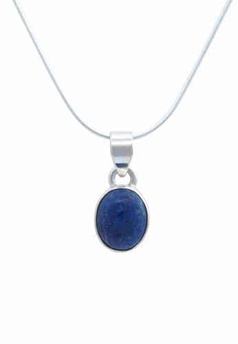 mantraroma echt Silberkette mit Lapis Lazuli blauer Edelstein Damen Kettenanhänger 925 Sterlingsilber Halskette Geschenk (AK3-172-06-50) von mantraroma