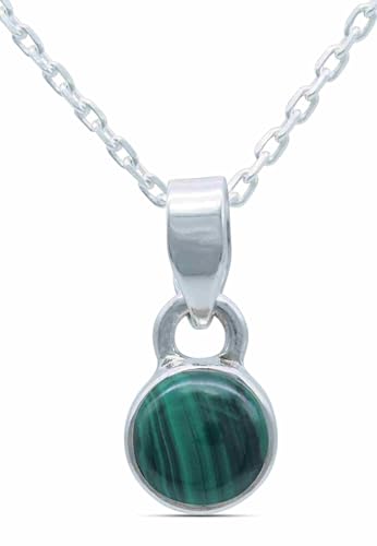 mantraroma echt Silberkette mit Malachit grüner Edelstein Damen Kettenanhänger 925 Sterlingsilber Halskette Geschenk (AK1-097-10-40) von mantraroma