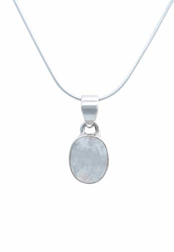 mantraroma echt Silberkette mit Regenbogen Mondstein Edelstein Damen Kettenanhänger 925 Sterlingsilber Halskette Geschenk (AK3-172-04-40) von mantraroma