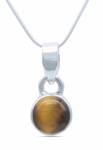 echt Silberkette mit Tigerauge brauner Edelstein Damen Kettenanhänger 925 Sterlingsilber Halskette Geschenk (AK3-097-18-40) von mantraroma