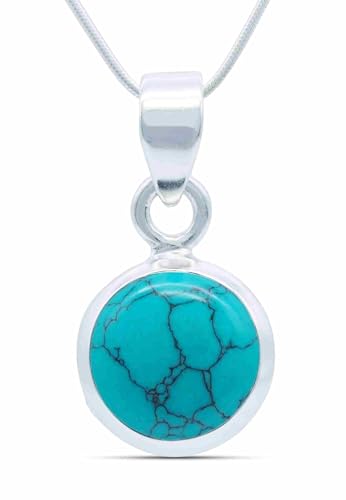 mantraroma echt Silberkette mit Türkis Edelstein Damen Kettenanhänger 925 Sterlingsilber Halskette Geschenk (AK3-129-15-40) von mantraroma