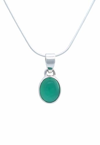 mantraroma echt Silberkette mit grüner Onyx Edelstein Damen Kettenanhänger 925 Sterlingsilber Halskette Geschenk (AK3-172-14-40) von mantraroma