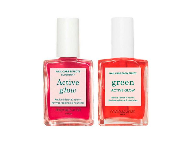 manucurist Nagellack Activ Glow Blueberry + Nail & Hand Care Active Glow Raspberry Bundle von manucurist