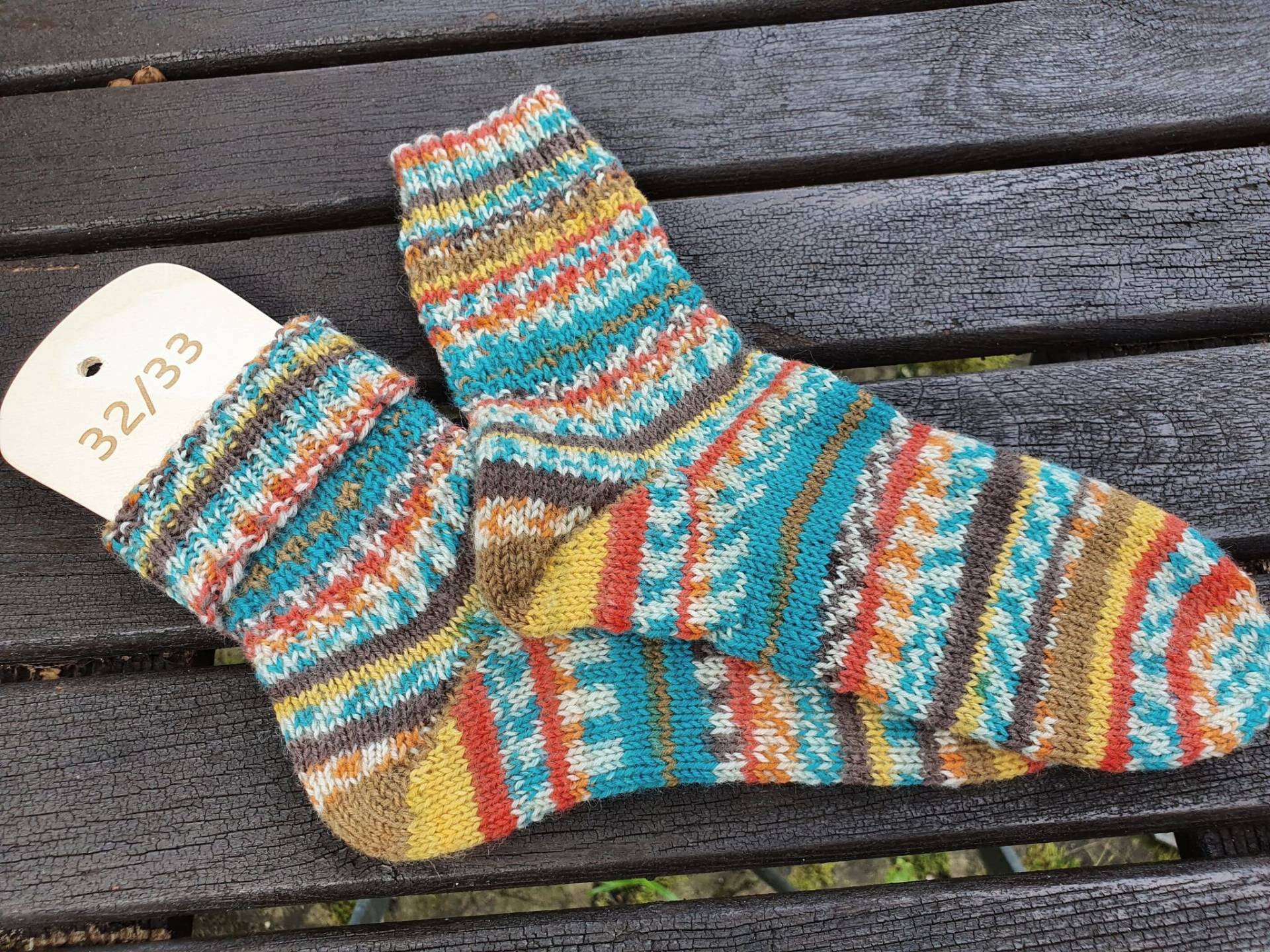 Socken Gr. 32/33, Handgestrickt Mehrfarbig Socken Gr. 32/33, Handgestrickt Mehrfarbig von manufaktursula