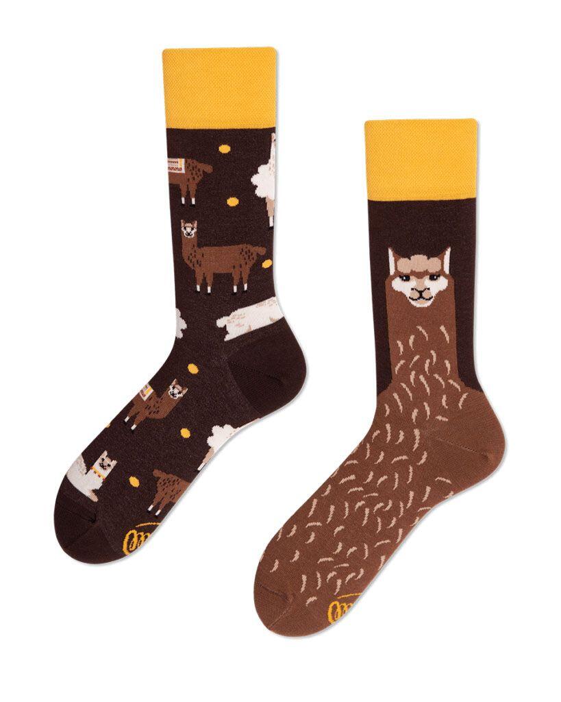 many mornings - Socken FLUFFY ALPACA gelb/braun von many mornings