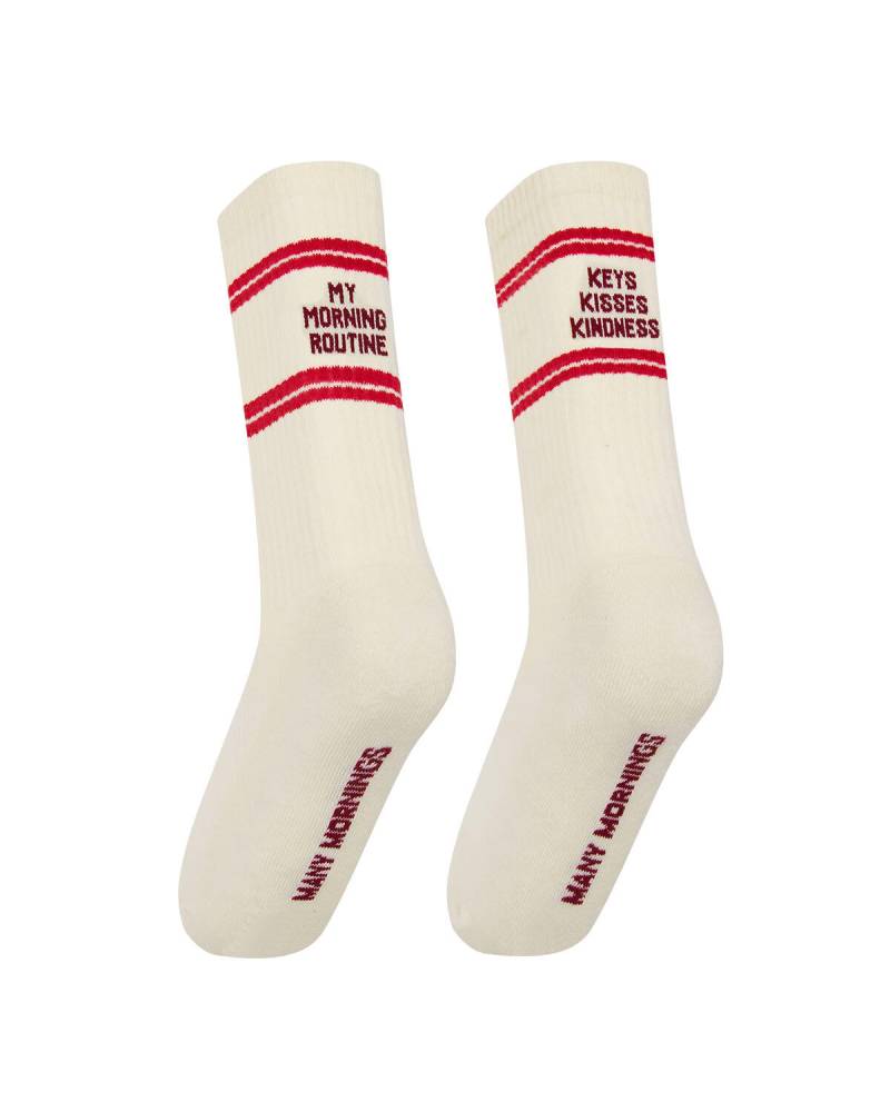 many mornings - Socken - Kind Routine rot/weiß von many mornings