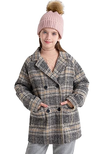 maoo garden Große Mädchen Wollmantel Zweireiher Herbst Winter Peacoat Steppjacke Camel 12Y von maoo garden