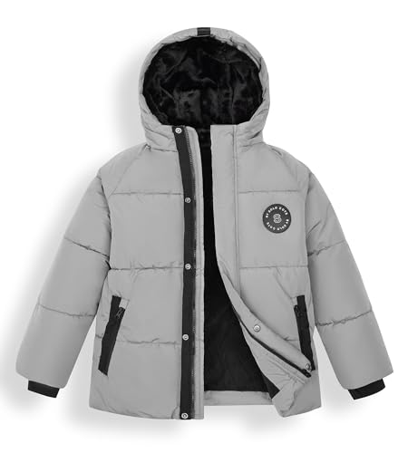 maoo garden Jungen Steppjacke Mit Fleecefutter 128-152cm - Wasserdichte Winterjacke Mit Synthetikfüllung Für Große Kinder Grau 152 von maoo garden