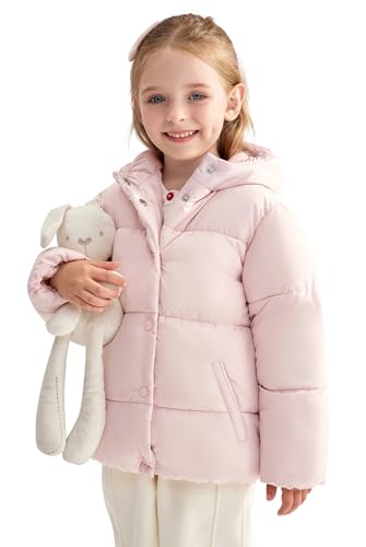 maoo garden Kleinkind Mädchen geschwollene Winterjacke 3-7 Jahre Mädchen Fleece gefütterter wasserabweisender Mantel Rosa 110 von maoo garden