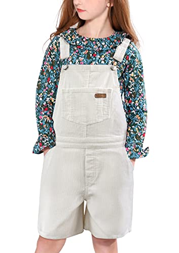 maoo garden Mädchen Denim Lätzchen Overall Leichtgewicht Jumpsuit Baumwolle gewaschen Jeans Verstellbare Träger Beige 5-6Y von maoo garden