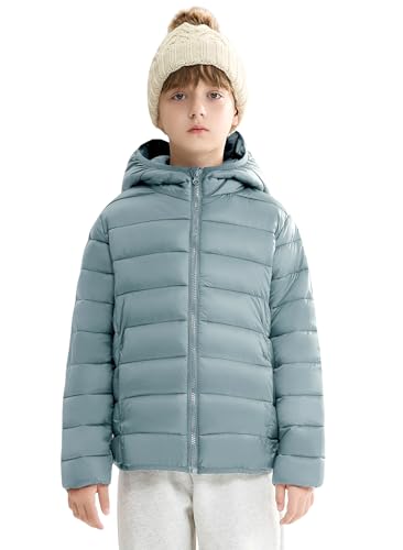 maoo garden Mädchen Jungen Winter Puffer gefälschte Daunenjacke Kinder leichter packbarer Kapuzenmantel Grau Blau 116 von maoo garden