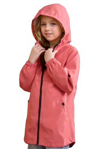 maoo garden Mädchen Regenjacken Kinder wasserdicht Regenmantel leichtes Blumenfutter Frühling Windbreaker 2112 rot 11-12Y von maoo garden