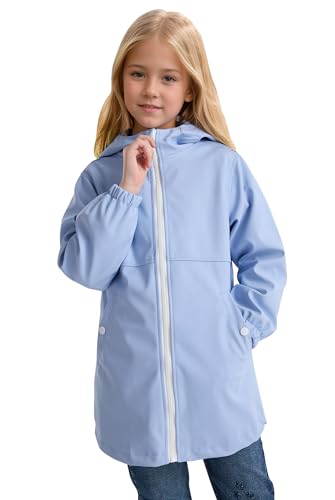 maoo garden Mädchen Regenjacken Kinder wasserdichter Regenmantel leichtes Blumenfutter Frühling Windbreaker 2112 lila 11-12Y von maoo garden