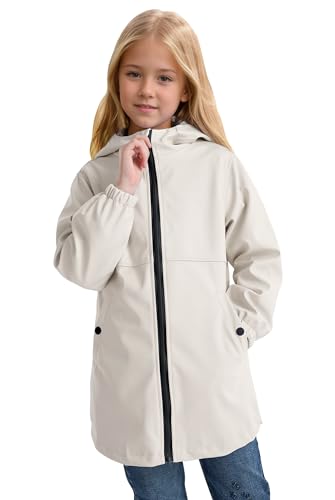 maoo garden Mädchen Regenjacken Kinder wasserdichter Regenmantel leichtes Blumenfutter Frühling Windbreaker 2112 weiß 11-12Y von maoo garden