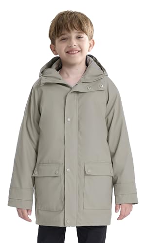 maoo garden Mädchen Regenjacken Kinder wasserdichter Regenmantel leichtes Blumenfutter Frühling Windbreaker Beige 11-12Y von maoo garden