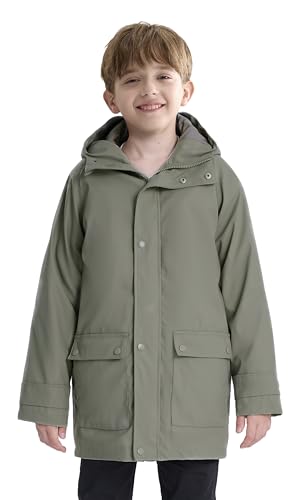 maoo garden Mädchen Regenjacken Kinder wasserdichter Regenmantel leichtes Blumenfutter Frühling Windbreaker Khaki 9-10Y von maoo garden