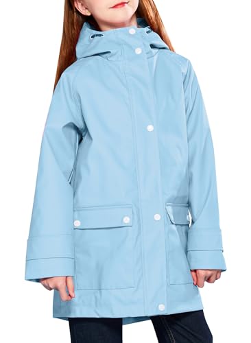 maoo garden Mädchen Regenjacken Kinder wasserdichter Regenmantel leichtes Blumenfutter Frühling Windbreaker blau 11-12Y von maoo garden
