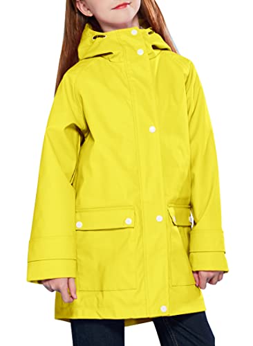 maoo garden Mädchen Regenjacken Kinder wasserdichter Regenmantel leichtes Blumenfutter Frühling Windbreaker gelb 9-10Y von maoo garden