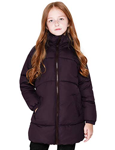 maoo garden Mädchen Winter Langer Puffer Leichter Mantel Dick gepolstert Weiches Fleece Jacke mit Kapuze 817 Lila 13-14Y von maoo garden