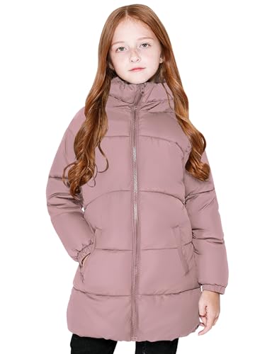 maoo garden Mädchen Winter Langer Puffer Leichter Mantel Dick gepolstert Weiches Fleece Jacke mit Kapuze 817 Rosa 5-6Y von maoo garden